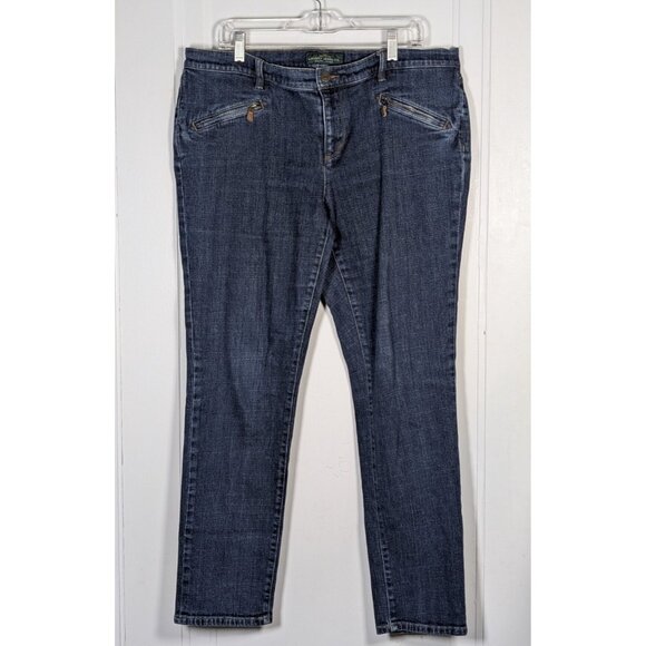 LRL Ralph Lauren Jeans Co Womens Size 14W Straight Leg Zip Pockets Retro VTG Y2K - Picture 1 of 4